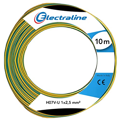 Electraline 60101025C, Kabel H07V-U Abschnitt 1x2,5 mm², Länge 10 m, Gelb/Grün von Electraline