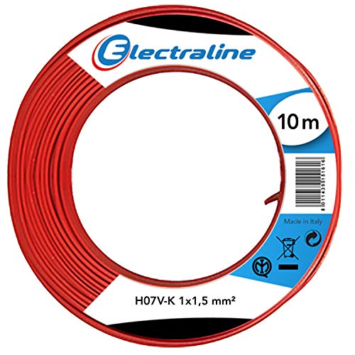 Electraline 60106015A, Kabel H07V-K Abschnitt 1x1,5 mm², Länge 10 m, Rot von Electraline