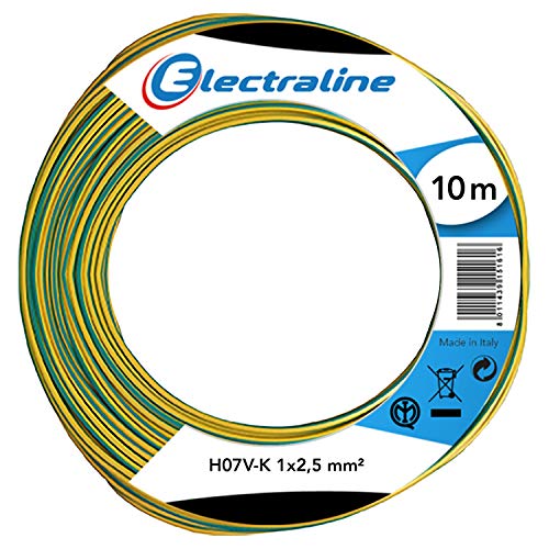 Electraline 60106025C, Kabel H07V-K Abschnitt 1x2,5 mm², Länge 10 m, Gelb/Grün von Electraline
