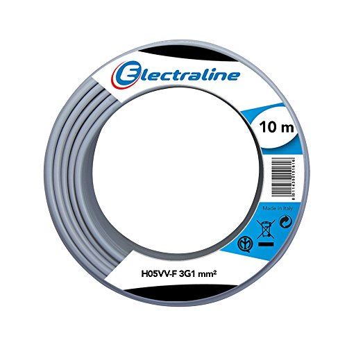 Electraline 60107065I, Kabel H05VV-F Abschnitt 3G1 mm², Länge 10 m, Grau von Electraline