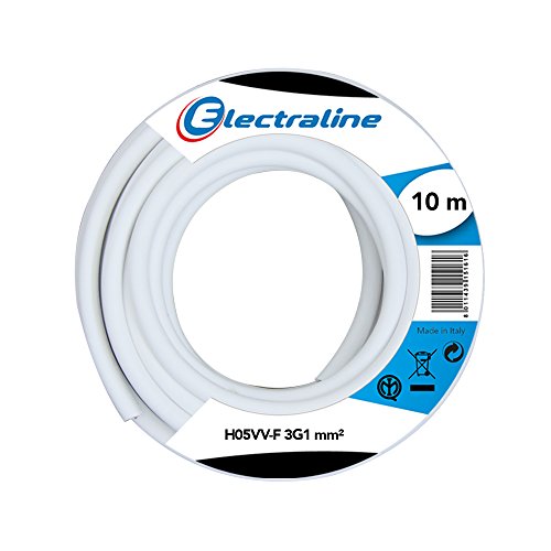 Electraline 60107065J, Kabel H05VV-F Abschnitt 3G1 mm², Länge 10 m, Weiß von Electraline