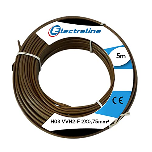 Electraline 60113023N Kabelkranz H03 VVH2-F 2X0,75 5 m, goldfarben von Electraline