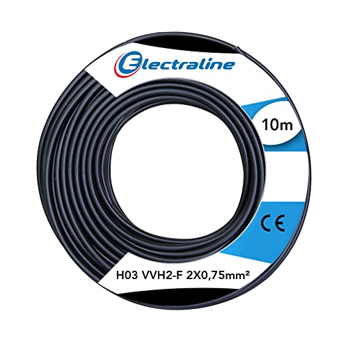 Electraline 60113025D, Kabel H03VVH2-F Abschnitt 2x0,75 mm², Länge 10 m, Schwarz von Electraline