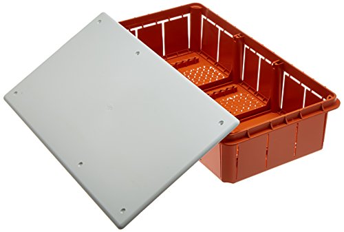 Electraline 60413 Distribution Box glatt für die Unterputz-Montage in Mauerwerk 290 x 150 x 70 mm, Weiß / Orange von Electraline