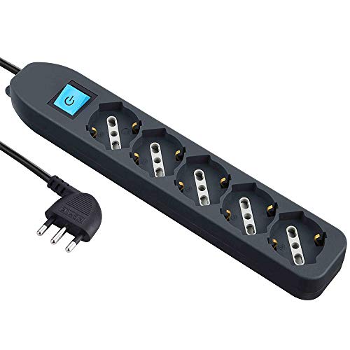 Electraline 62065-surtensions mit Kabel 1,5 m 5 Sockets Universal schwarz von Electraline