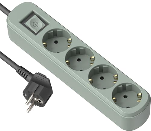 Electraline 62424 Steckdosenleiste 4-Fach Schuko 16A mit Schalter, Kabel 1.5M, Grüne Farbe/Mehrfachsteckdose/Tischsteckdose Steckerleiste Electraline 62424 Steckdosenleiste 4-Fach Schuko 16A mit Schalter, Kabel 1.5M, Grüne Farbe/Mehrfachsteckdose/Tischsteckdose Steckerleiste von Electraline