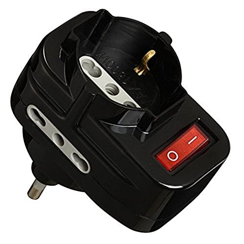 Electraline 70068 Adapter mit Schalter, drehbare Steckverbindung, Schwarz Electraline 70068 Adapter mit Schalter, drehbare Steckverbindung, Schwarz von Electraline