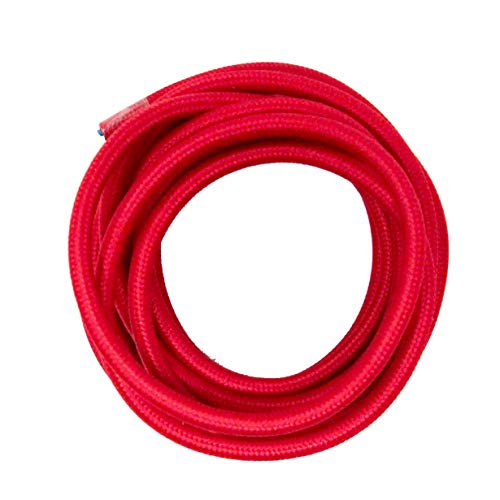 Electraline 70244, Textilkabel, rund, H03VV-F 2 x 0,75, 3 m, Rot von Electraline