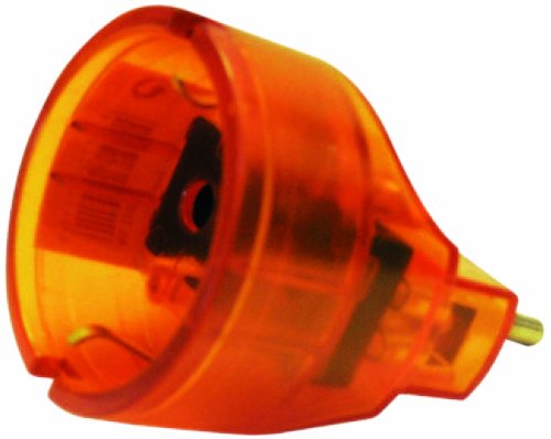 Electraline 71055 Schuko transparent Adapter Plug 10 A 230 V, Orange, Farbe: orange von Electraline