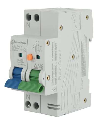 Electraline 87015 Leistungsschalter (RCBO), 32 A, Typ A, Kurve C, Empfindlichkeit 30 mA, Anschluss 1P+N, von Electraline