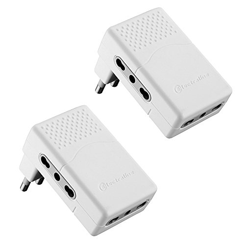 Electraline 92306 Set 2 Adapter MULTIPRESA Triple 3 Sitzer zweiwertige 10/16 A Stecker groß 16 A – Netzteil Dreifach zusammenklappbar, weiß, 92306 von Electraline