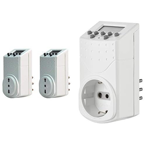 Electraline 92357 Digitales Zeitschaltuhr, 2 Stück, Wochen- und Zeitanzeige, italienische Steckdose, Weiß von Electraline