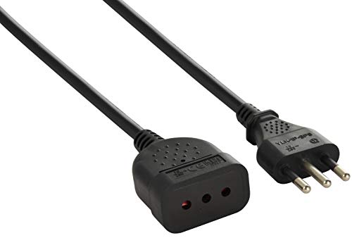 Electraline 46099, braun Verlängerungskabel 3 m Stecker und Buchse klein 10 A, Kabelquerschnitt 3G0,75 mm, 3M von Electraline