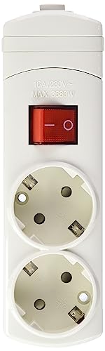 ElectroDH Steckdosenleiste mit 2 Steckdosen, ohne Kabel, mit Schalter und Kindersicherung von ElectroDH