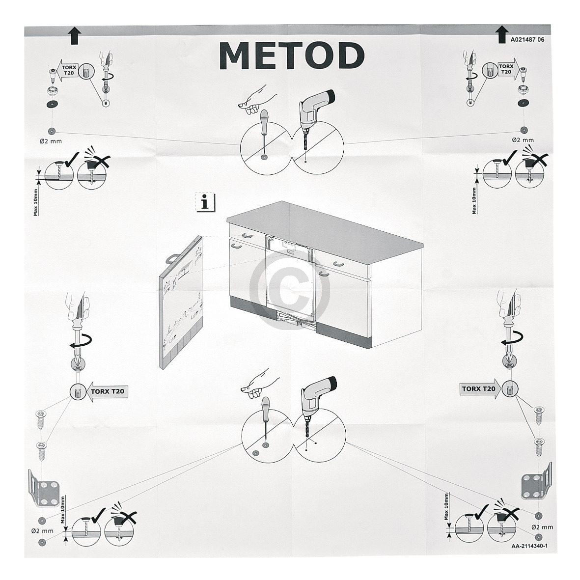 Einbauschablone METOD Whirlpool 140021487032 für IKEA Geschirrspüler (KD-140021487032) von Electrolux