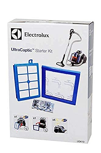 Electrolux USK9S USK10 Starter-Kit (Vorteil-Set, 1 Motorfilter, 1 Allergy Plus Filter, waschbar, 4er Pack s-fresh Duftgranulat Zitrusfrüchte, verbesserte Saugleistung, passgenau, weiß/blau) von Electrolux