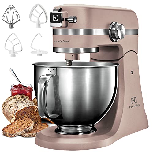 Electrolux EKM5570 Knetmaschine aus Edelstahl, Motor 1200 W und 10 Geschwindigkeiten, mit Schneebesen und Deckel, 360 x 370 x 210 mm, Sand von Electrolux