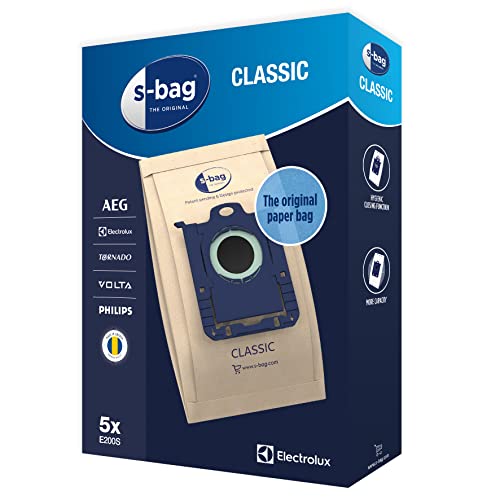 Electrolux/AEG E200S s-Bag Staubsaugerbeutel Classic (5 Staubbeutel für dauerhaft hohe Saugleistung, optimale Filtration, Hygieneverschluss, hochwertige Papierbeutel, braun) von Electrolux