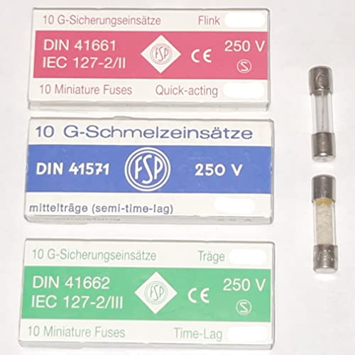 elpohl 10 Stück 1A F1A 250 V 5 x 20 mm flink Glas Tube Sicherung, 1 Amp von Electronics-Salon