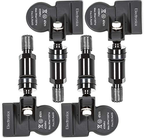 4 Radsensoren Reifendrucksensoren RDKS Sensoren Metallventil Schwarz kompatibel mit Camaro 1AG37 GMX521, kompatibel mit Corvette GMX245 ATS CTS VXR8 von Electronicx