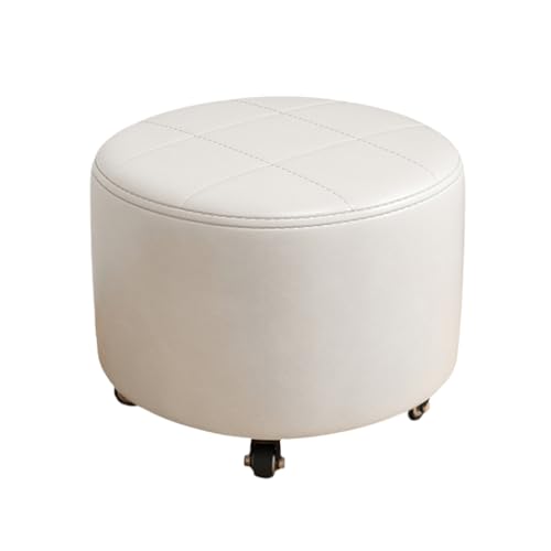 Eleeonora Kleine Niedrig Rollhocker,Niedriger Rollhocker Mit Rollen,Leder Kleiner Niedriger Hocker Auf RäDern,Runder Rollender Niedriger Hocker,Vielseitig Einsetzbar,FüR Zuhause,GeschäFt von Eleeonora