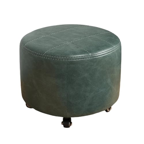 Eleeonora Kleine Niedrig Rollhocker,Niedriger Rollhocker Mit Rollen,Leder Kleiner Niedriger Hocker Auf RäDern,Runder Rollender Niedriger Hocker,Vielseitig Einsetzbar,FüR Zuhause,GeschäFt von Eleeonora
