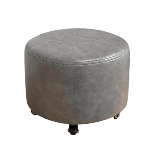 Eleeonora Kleine Niedrig Rollhocker,Niedriger Rollhocker Mit Rollen,Leder Kleiner Niedriger Hocker Auf RäDern,Runder Rollender Niedriger Hocker,Vielseitig Einsetzbar,FüR Zuhause,GeschäFt von Eleeonora