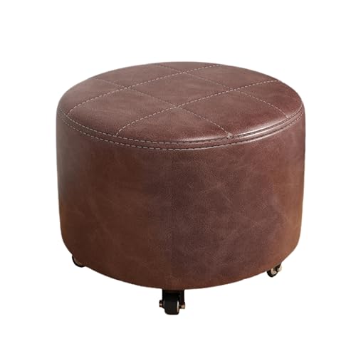 Eleeonora Kleine Niedrig Rollhocker,Niedriger Rollhocker Mit Rollen,Leder Kleiner Niedriger Hocker Auf RäDern,Runder Rollender Niedriger Hocker,Vielseitig Einsetzbar,FüR Zuhause,GeschäFt von Eleeonora