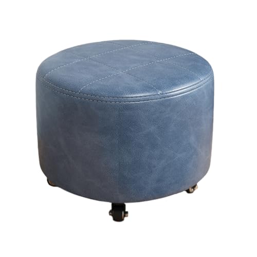 Eleeonora Kleine Niedrig Rollhocker,Niedriger Rollhocker Mit Rollen,Leder Kleiner Niedriger Hocker Auf RäDern,Runder Rollender Niedriger Hocker,Vielseitig Einsetzbar,FüR Zuhause,GeschäFt von Eleeonora