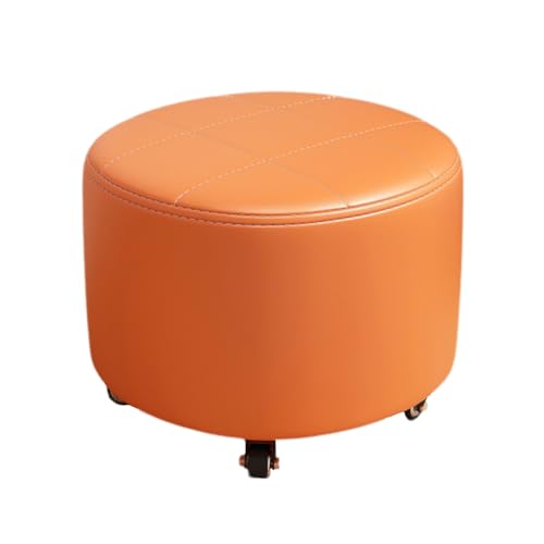 Eleeonora Kleine Niedrig Rollhocker,Niedriger Rollhocker Mit Rollen,Leder Kleiner Niedriger Hocker Auf RäDern,Runder Rollender Niedriger Hocker,Vielseitig Einsetzbar,FüR Zuhause,GeschäFt von Eleeonora