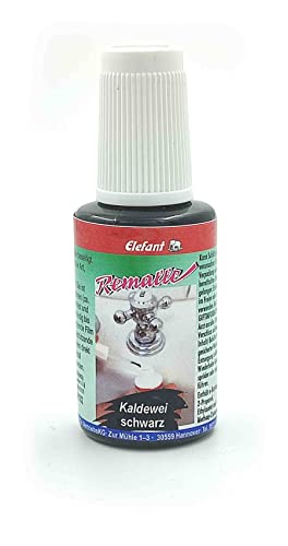 Elefant - Remalle - Ausbesserungslack für den Bad, Fliesen, Keramik, Autolack, Fahrrad, Holz, Metall uvm. - Pinselflasche 20ml- Kaldewei schwarz von Elefant