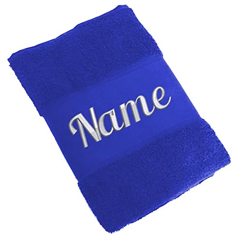 Elefantasie Handtuch Badetuch Badehandtuch aus 100% Baumwolle mit Namen personalisiert Bestickt Blau 70x140cm von Elefantasie