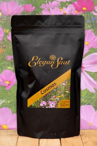 EleganSaat Cosmos | Mehrjährige Blühmischung | Über 40 Arten | Blumensamen & Wildblumensamen | für 50 m² | mit Ansaathilfe vermengt von EleganSaat