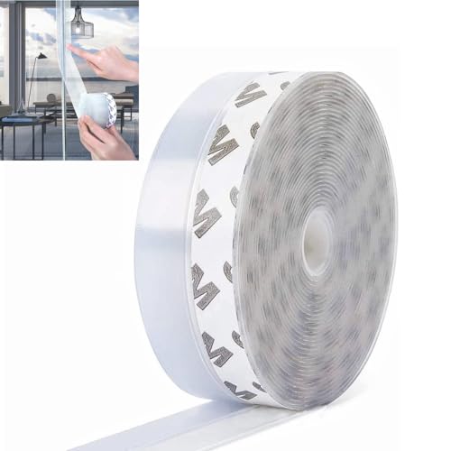 Dichtung Streifen Transparent，25 mm x 5 m Selbstklebend Silikondichtungsstreifen Türbodendichtung unten Wetterschutzklebeband für wasserdichtes, staubdichtes Silicone Door Bottom Seal Strip Tape von Elegance-go
