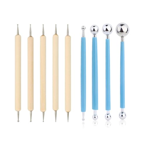 Elegance-go Modellierwerkzeug,9 Stück Ton Schnitzwerkzeug Set Polymer Ton Werkzeug Skulptur Modellierwerkzeuge Töpferwerkzeug Werkzeug Schaber Kit für DIY-Bastelarbeiten aus Ton und Nageldesign von Elegance-go