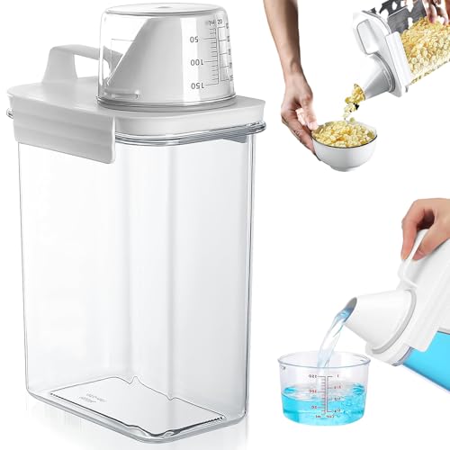 Elegance-go Waschmittelspender mit Messbecher, 1800ml Wiederverwendbar Leere Flaschen Waschpulver Mehrzweck Waschpulver Spender für Waschpulver, Wäscheparfüm von Elegance-go