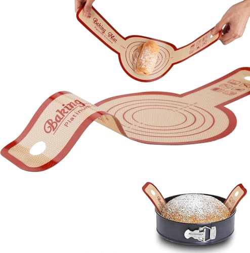 Silikon Backmatte für Dutch Oven,Backmatte Brot Antihafte Backmatte Wiederverwendbare Silikon Brotbackmatte Brotschlinge mit Langen Griffen für Heißluftfritteusen, Hausbäckereien von Elegance-go