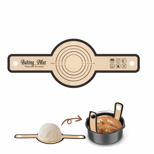 Silikon Backmatte für Dutch Oven,Backmatte Brot Antihafte Backmatte Wiederverwendbare Silikon Brotbackmatte Brotschlinge mit Langen Griffen für Heißluftfritteusen, Hausbäckereien von Elegance-go