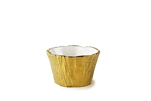 Elegance 69001 Tree Bark Porcelain Servierschale, porzellan, 16 Ounces, Gold von Elegance