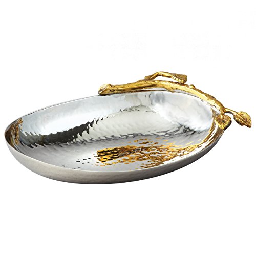 Elegance Vine Hammered Nussschale aus Edelstahl, Silber/Gold, 6.25" x 4.25" Elegance Vine Hammered Nussschale aus Edelstahl, Silber/Gold, 6.25" x 4.25" von Elegance