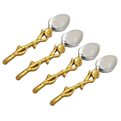 Eleganz Golden Vine Löffel, 12,7 cm, gold/silberfarben, 4 Stück von Elegance