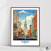 Dublin Wandbehang Poster, Dublin Flache Vektor Illustration Leinwand, Dublin Handgefertigter Holzrahmen Und Ungerahmtes Buntes Vintage Geschenk von EleganceAndInk