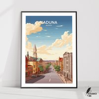 Kaduna Druck|Kaduna Reiseplakat|Kaduna Kunstwerk|Kaduna Leinwand|Kaduna Wanddekoration|Kaduna Wohnkultur|Kaduna Vintage Malerei|Kaduna Geschenkidee von EleganceAndInk