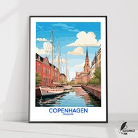 Kopenhagen Poster|Kopenhagen Reisedruck|Kopenhagen Wandkunst|Kopenhagen Wanddekor|Illustration|Wandkunst Geschenkidee|Hochzeitstag Geschenk von EleganceAndInk