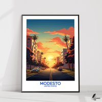 Modesto Poster|Modesto Wandkunst|Modesto Wanddekor|Modesto Reise-Druck|Illustration|Wohndekor|Wandkunst Geschenkidee|Hochzeitstag Geschenk von EleganceAndInk