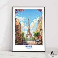 Paris Wandbehang Poster, Flache Vektor Illustration Leinwand, Île-De-France Handgefertigter Holzrahmen Und Ungerahmt Buntes Vintage Geschenk von EleganceAndInk