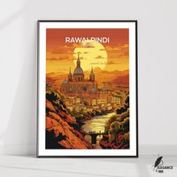 Rawalpindi Druck|Rawalpindi Poster|Rawalpindi Kunstwerk|Leinwand|Rawalpindi Wanddekoration|Wohnkultur|Vintage Malerei|Geschenkidee von EleganceAndInk