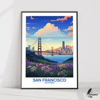 San Francisco Poster|San Reise Print|San Wandkunst|Wanddekor|Illustration|Wandkunst Geschenkidee|Hochzeitstagsgeschenk von EleganceAndInk
