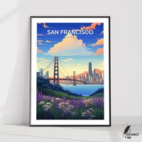 San Francisco Print|San Reiseposter|San Kunstwerk|Leinwand|Vintage Kunst|Wohnkultur|Vintage Malerei|Geburtstagsgeschenk von EleganceAndInk