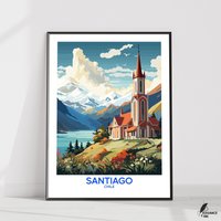 Santiago Poster|Santiago Wandkunst|Santiago Wand-Dekor|Santiago Reise-Druck|Santiago Illustration|Santiago Wohnkultur|Wandkunst Geschenkidee von EleganceAndInk